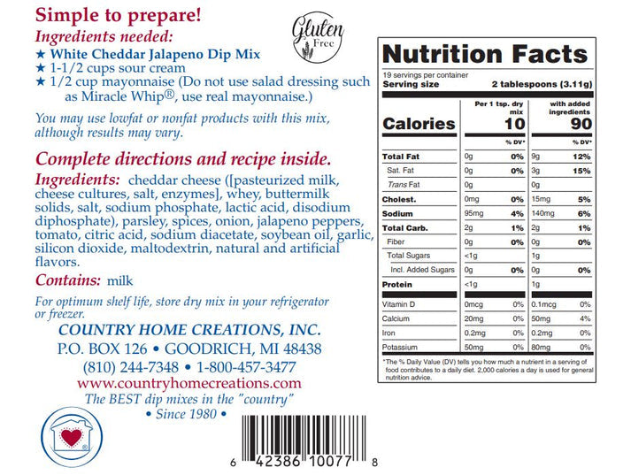 CHC DIP MIX-WHITE CHEDDAR JALAPENO