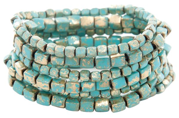 RAIN SQ BEAD TURQ-BRONZE BRACELET