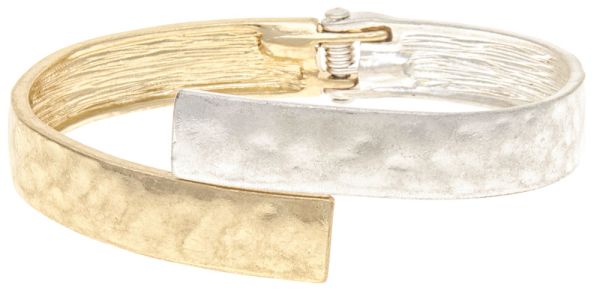 RAIN-CROSSOVER HINGE BANGLE-SIL/GOLD