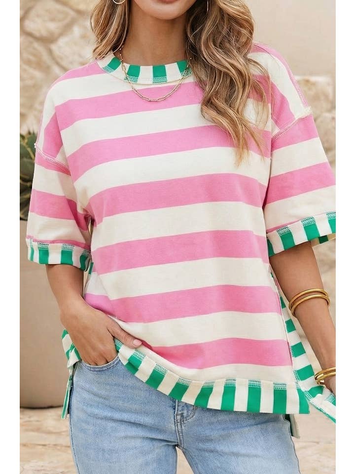 LITTLE DAISY CLOSET-PINK/GREEN STRIPE-SMALL