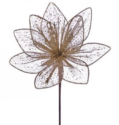 24" GLITTER/SEQUIN MESH POINSETTIA STEM