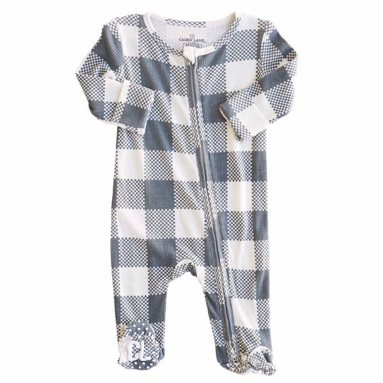 CADEN LANE FOOTIE-BAMBOO WAFFLE-BIG CK-GRAY
