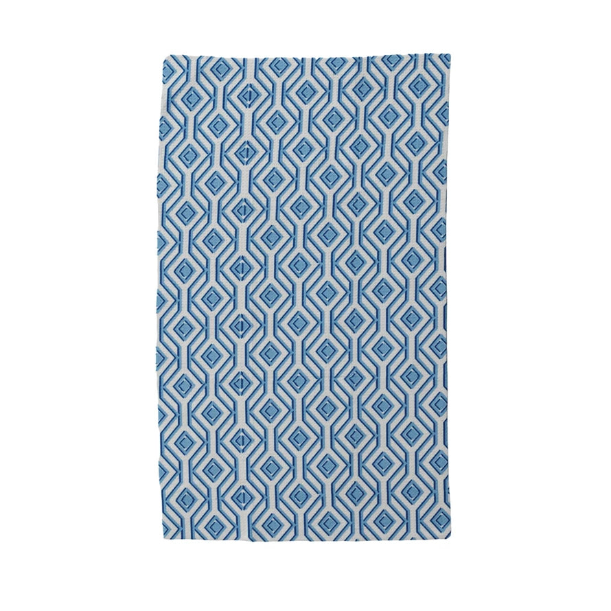 MICROFIBER TEA TOWEL-GEOMETIC DIAMOND BLUE