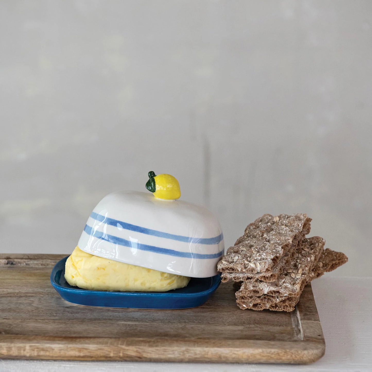 STONEWARE BUTTER DISH W/ LEMON