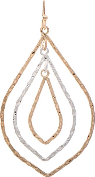 RAIN-TWO TONED HAMMERED METAL TEARDROP