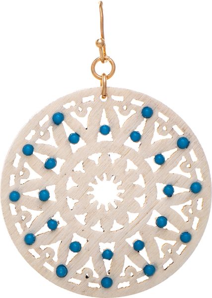 RAIN IV WOOD BEAD MEDALLION EARRINGS