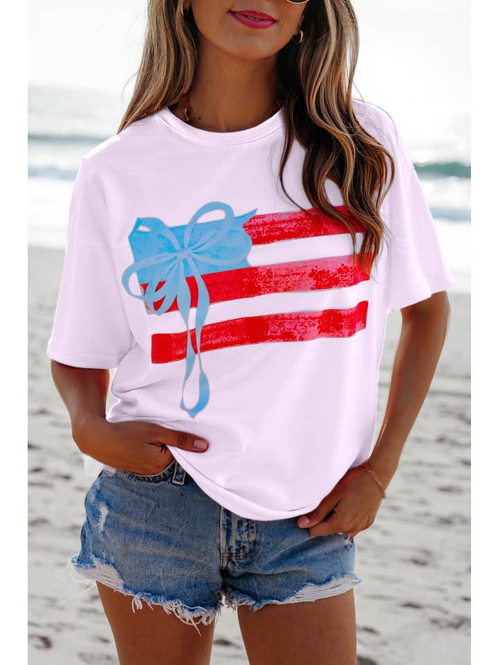 LITTLE DAISY CLOSET-FLAG BOW/LT PINK