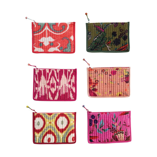 8X6 QUILTED VELVET ZIP POUCH-YLW/RED/GRA
