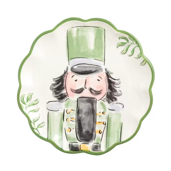 MUD PIE NUTCRAKER DESSERT PLATE-GREEN
