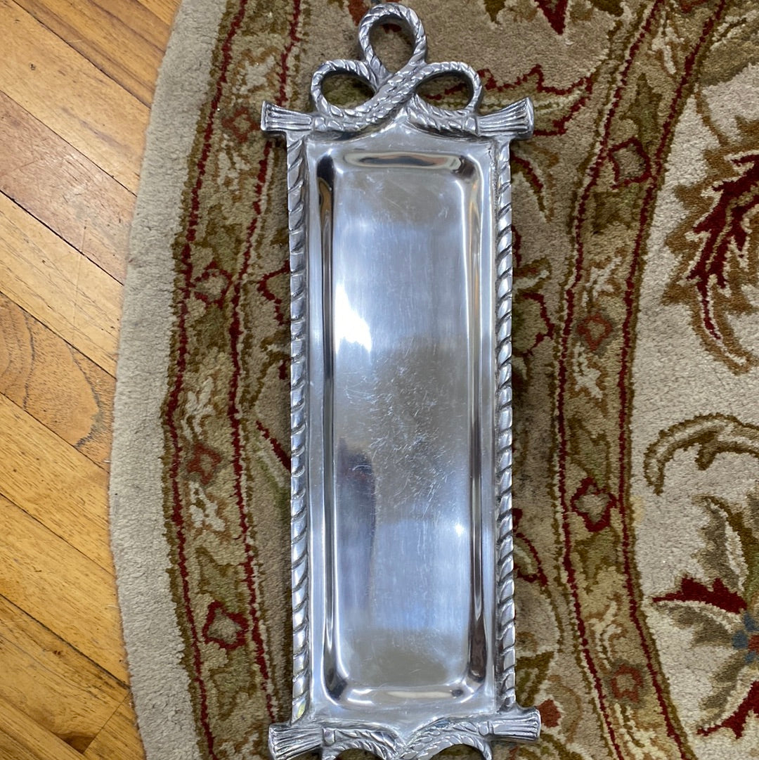 ROPE SILVER RECTANGULAR TRAY