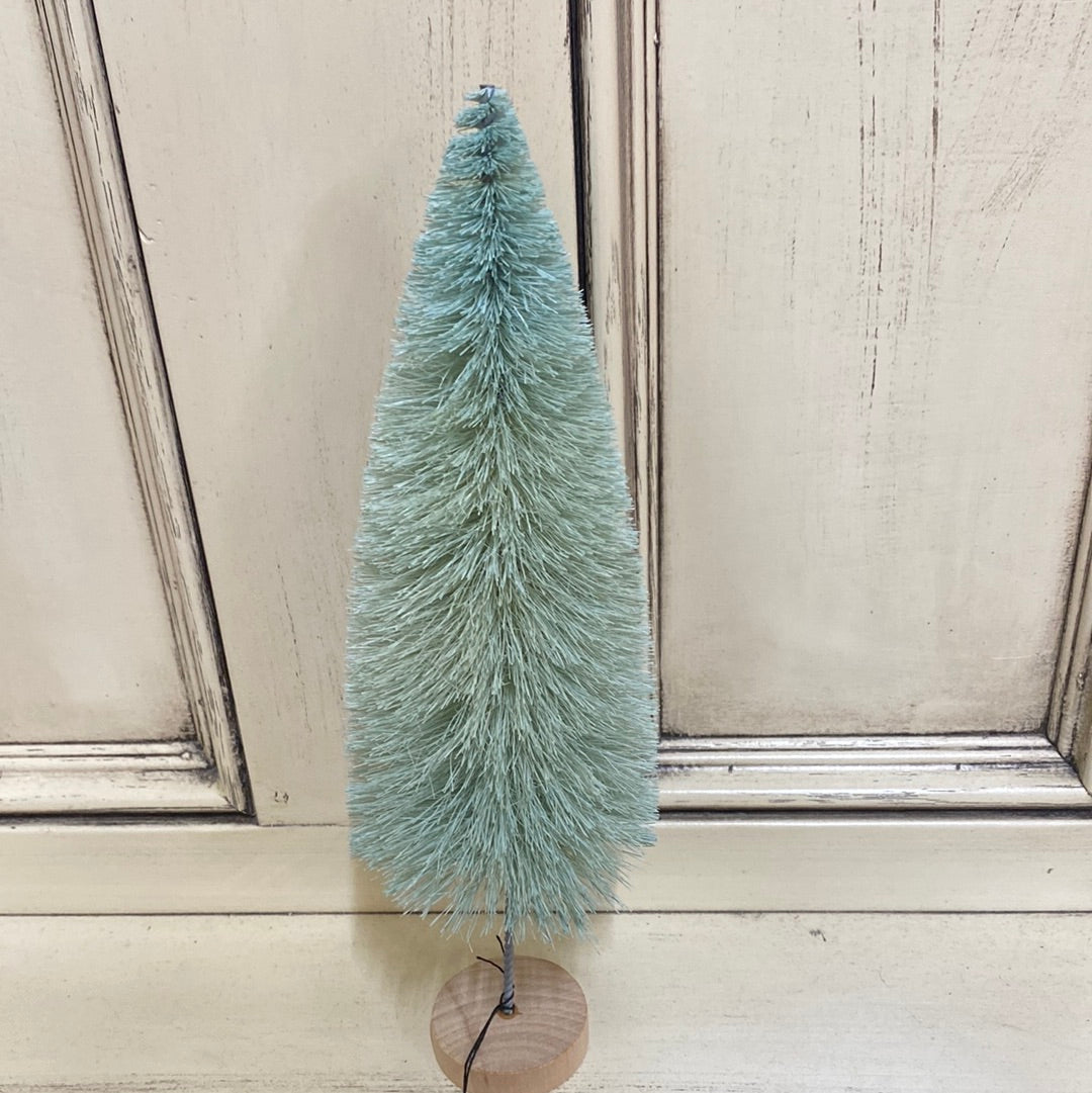 BOTTLE TREE W/WOOD BASE-11" MINTGREEN