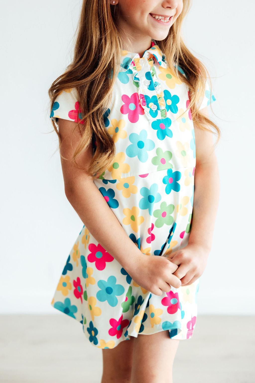 MILA & ROSE S/S POLO DRESS-GROOVY BLOOMS