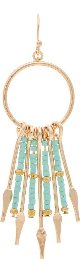 RAIN-MINT BEAD FRINGE CIRCLE EARRING