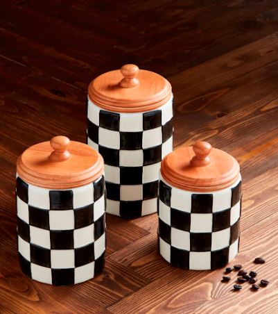 MUD PIE CHECKERED CANISTER SET