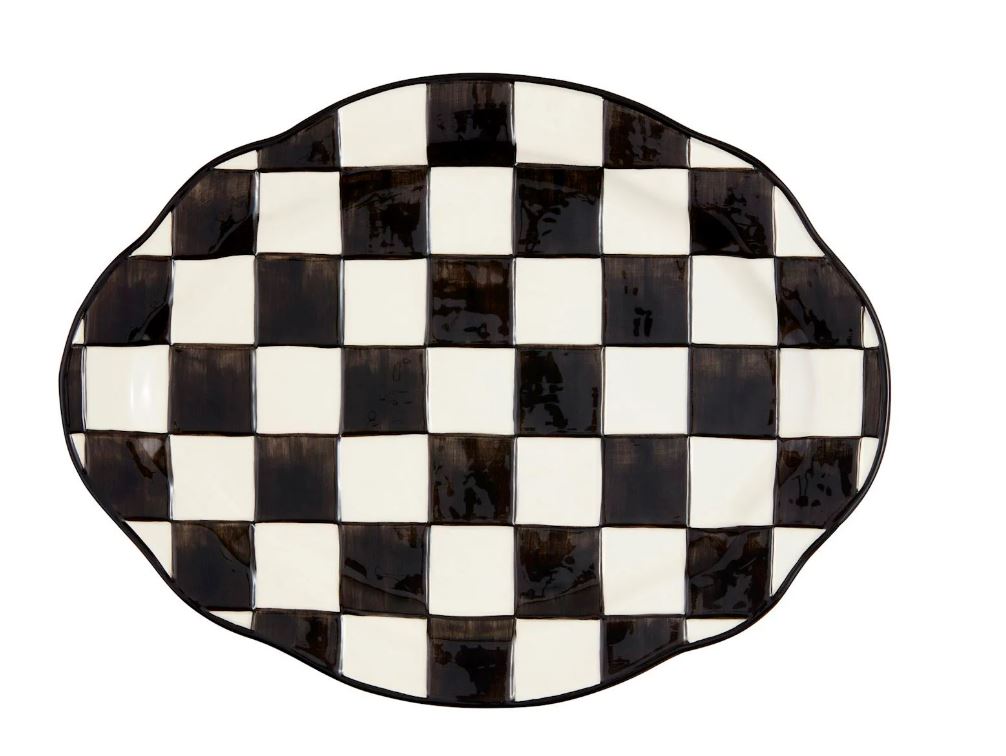MUD PIE OVAL CHECKED PLATTER