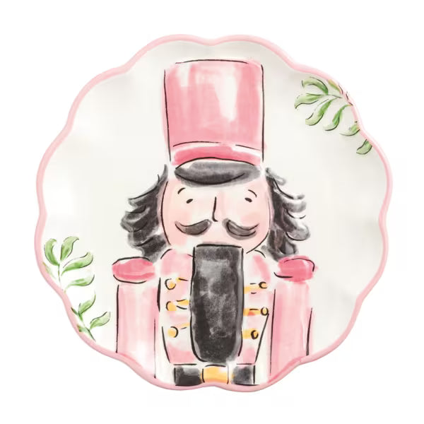 MUD PIE NUTCRAKER DESSERT PLATE-PINK