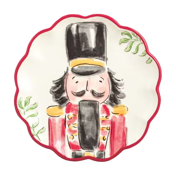 MUD PIE NUTCRAKER DESSERT PLATE-RED