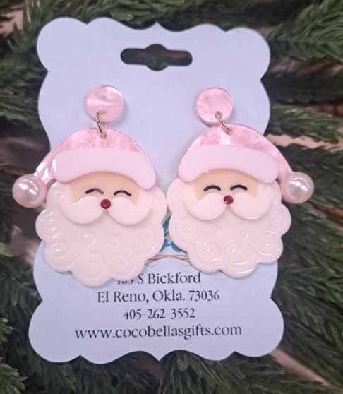 SANTA EARRINGS W/PEARL BALL
