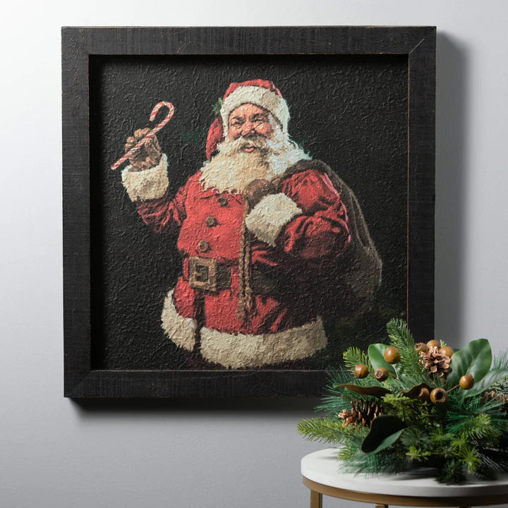 SANTA WALL ART-W/GLASS