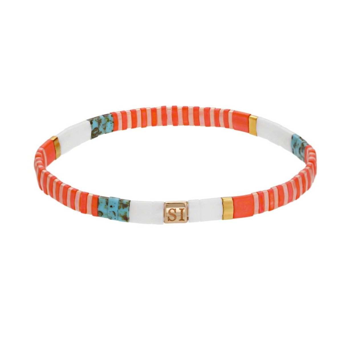 SPLENDID IRIS-MIYUKI TILA STRETCH BRACELET-CORAL/T
