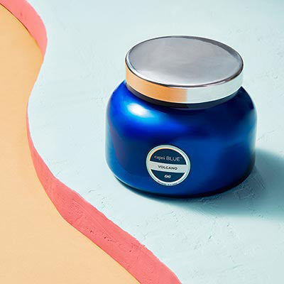 CAPRI BLUE-BLUE TEXTURED CANDLE-VOLCANO-19 OZ