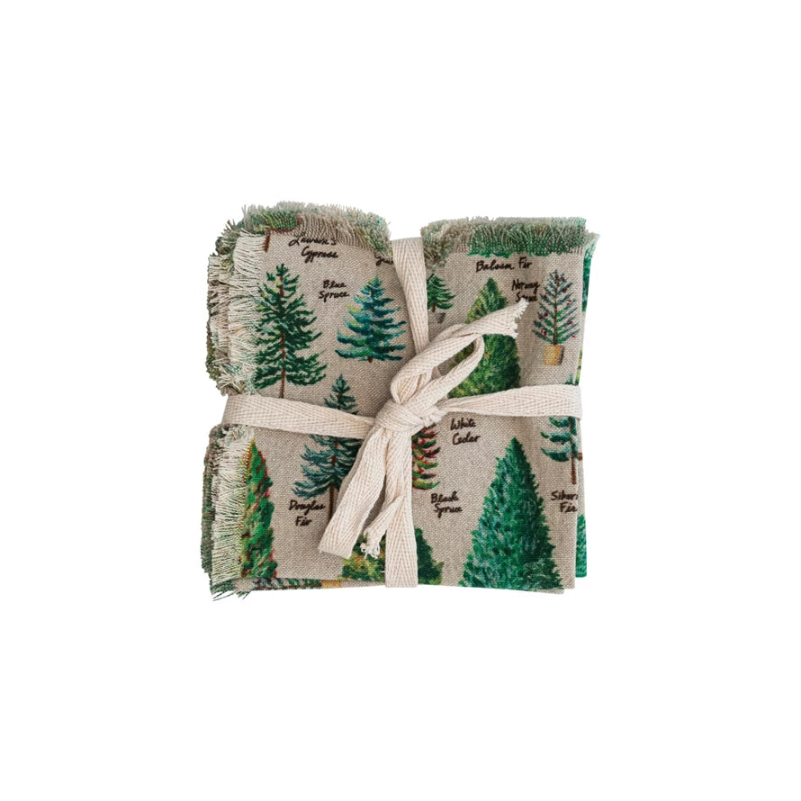 S/4 10" SQ PRINT NAPKINS-TREES