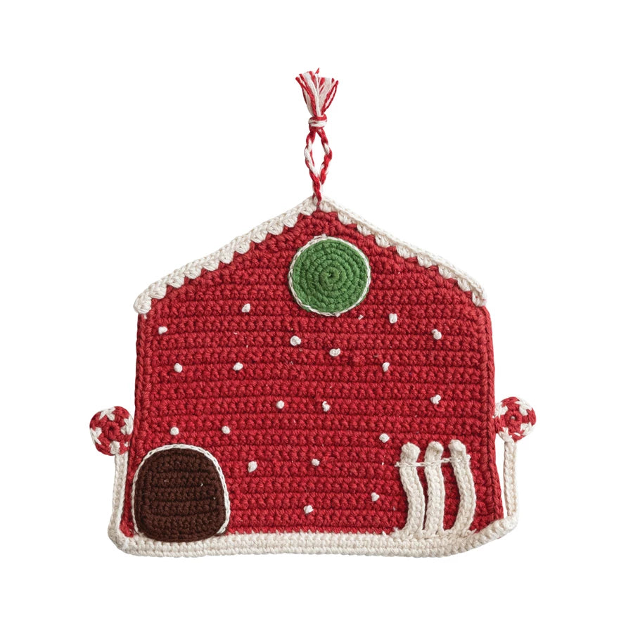 8" SQ COTTON POT HOLDER-HOUSE SHAPED