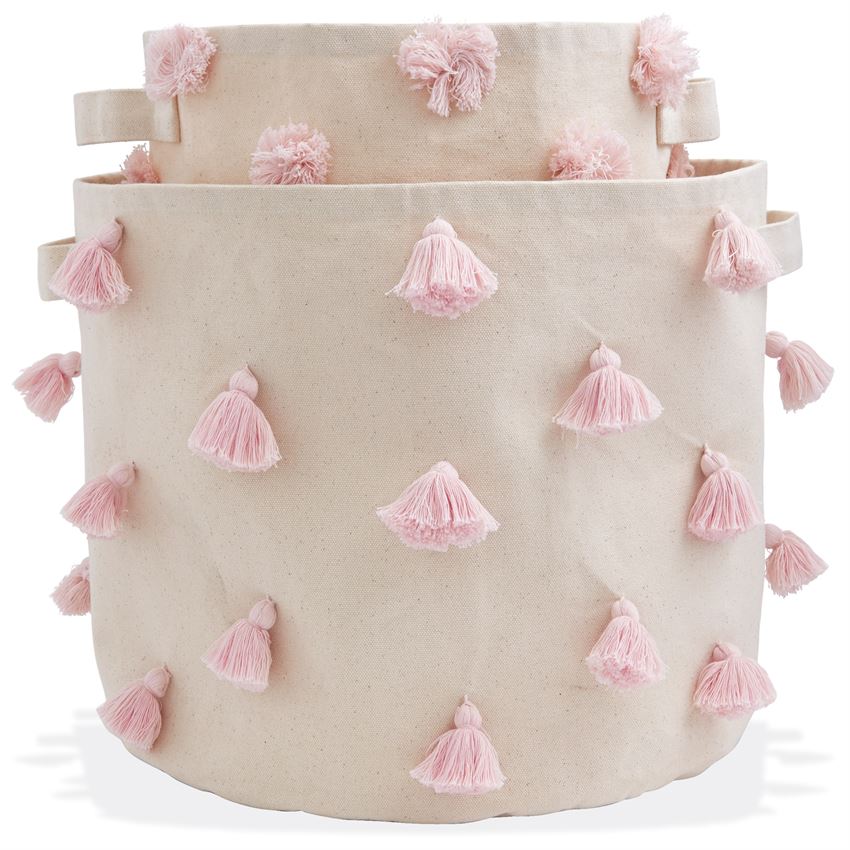 SET OF 2 NESTING BINS/WTASSELS