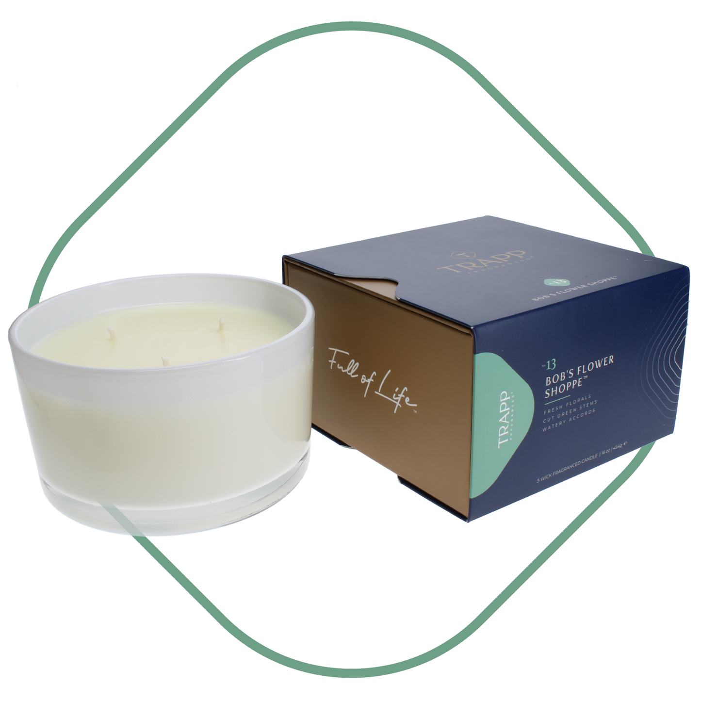 TRAPP CANDLE/16 OZ 3 WICK/BOBS FLOWER