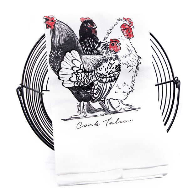 AUGUST BLEU TEA TOWEL-COCK TALES
