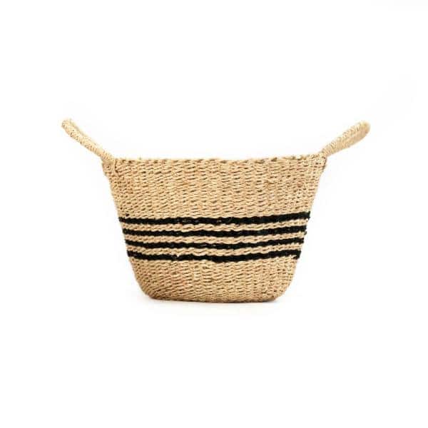 PALM & SEAGRASS STRIPED BASKET/LARGE