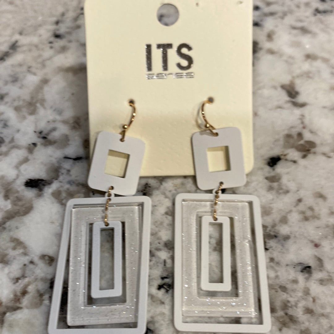 ITS RECT EARRINGS-WHITE