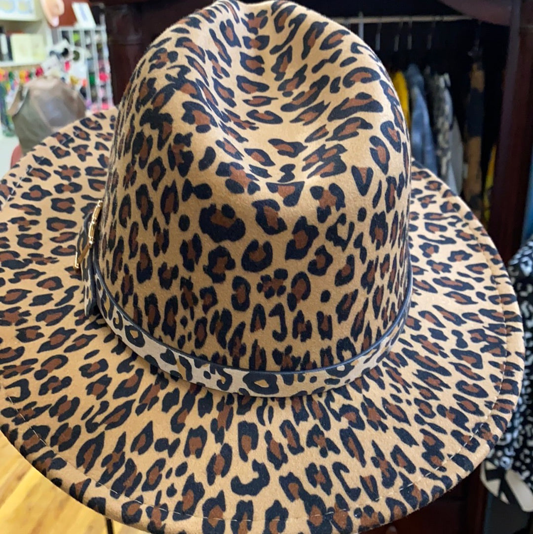 ODIVA FELT HAT/BRN LEOPARD