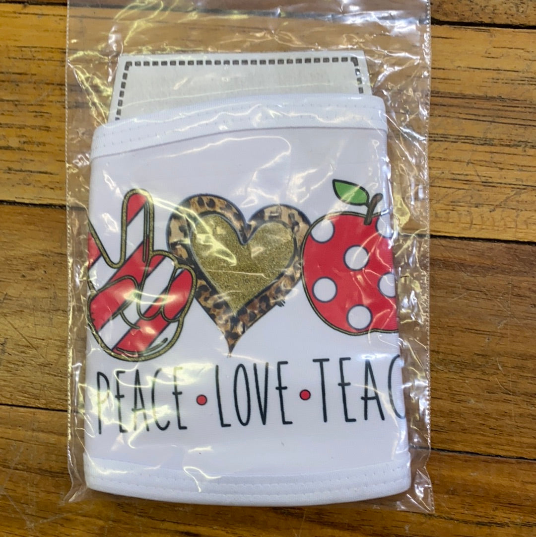 PRINTED MASK W/FILTER/PEACE LOVE TEACHS