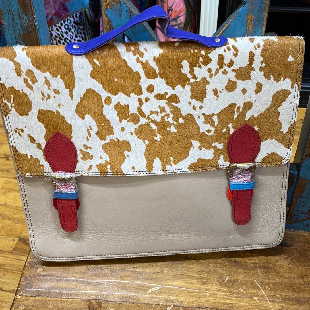 SORUKA EMERY PRINT LARGE LAPTOP LEATHER BAG