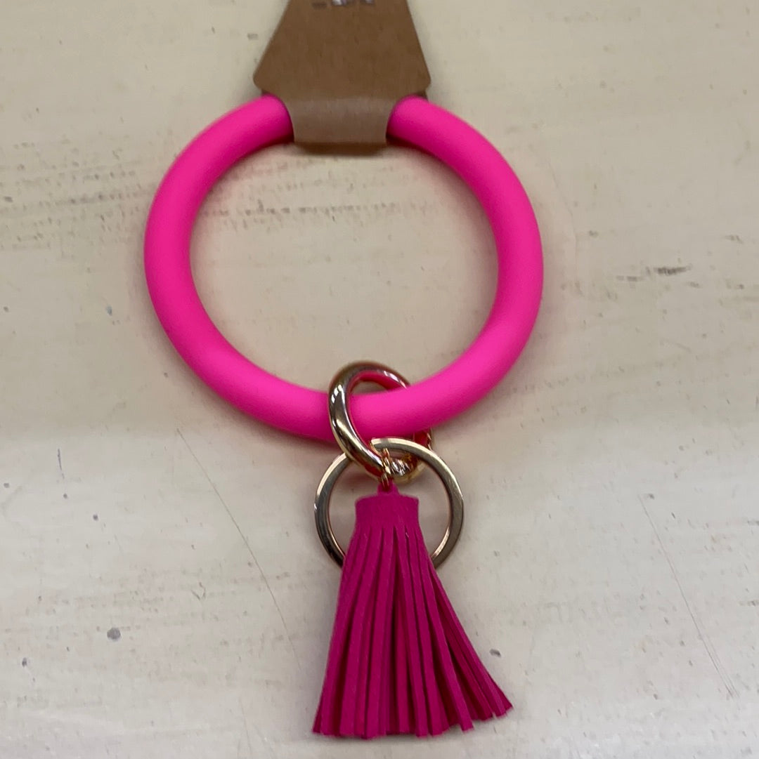 SILICONE KEY RING/HOT PINK