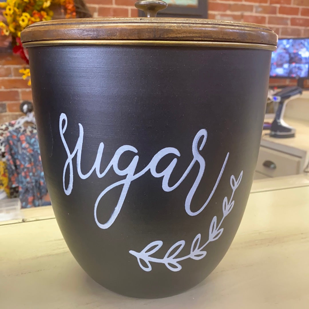 BLACK METAL CANISTER/SUGAR