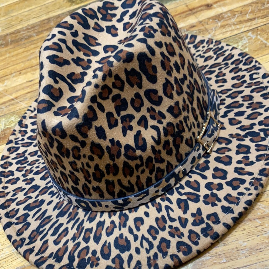 ODIVA FELT HAT/BRN LEOPARD