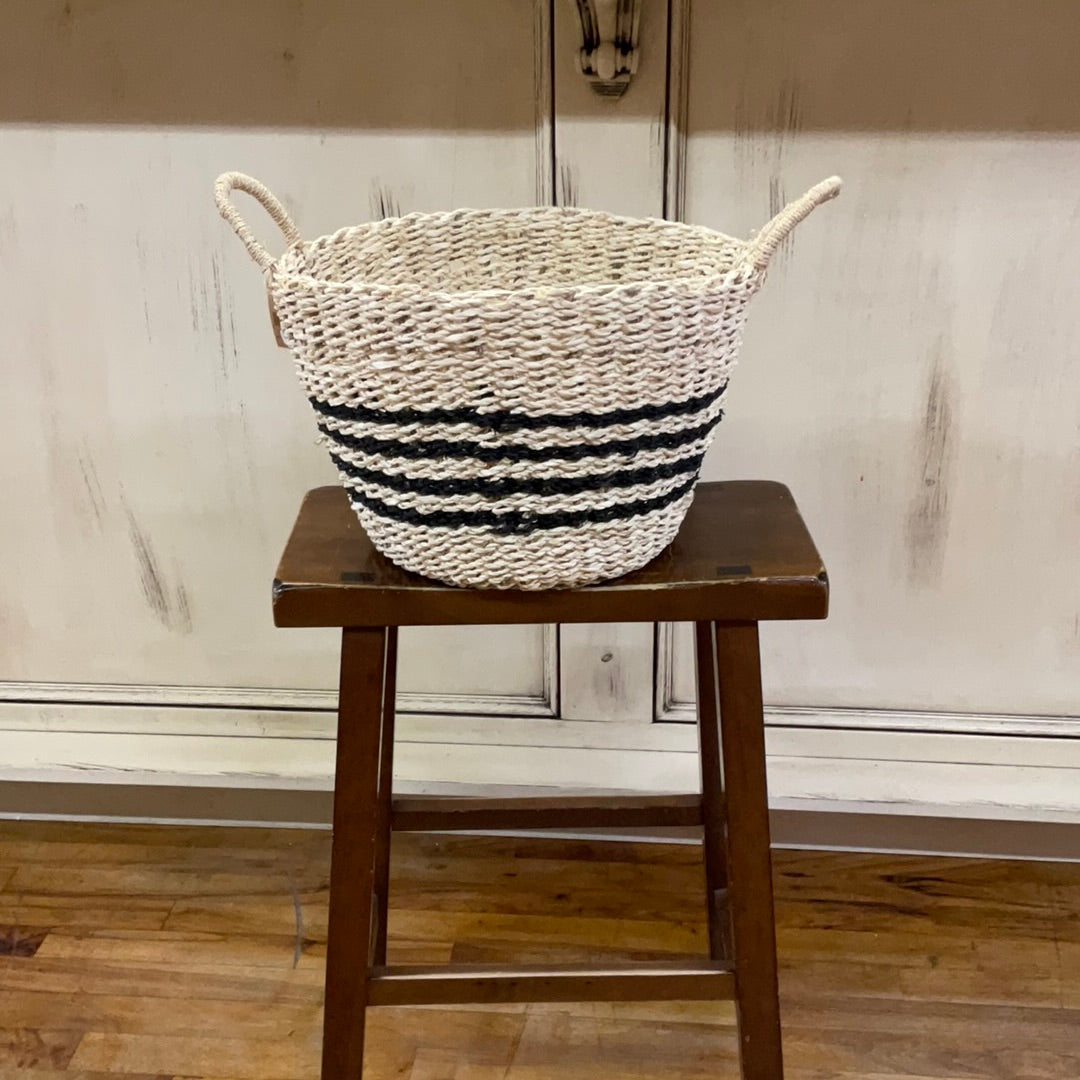 PALM & SEAGRASS STRIPE BASKET/SMALL