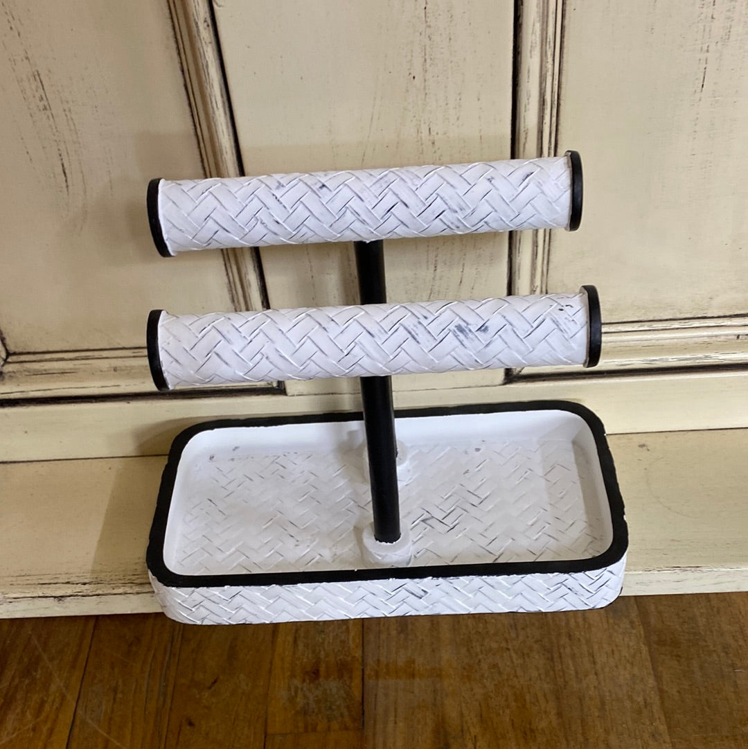 DOUBLE BAR JEWELRY HOLDER/WHITE & BLACK