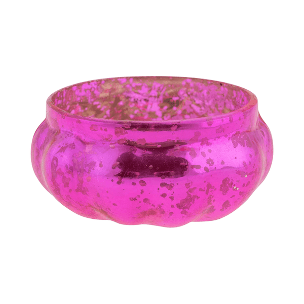 CRACKLE GLASS TEA LIGHT/PINK