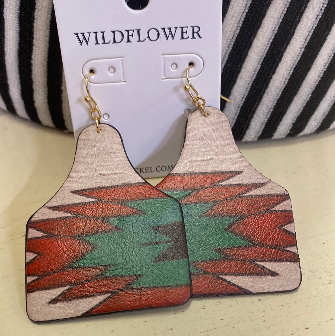 WILDFLOWER NAVAJO PRINT TAG EARRINGS