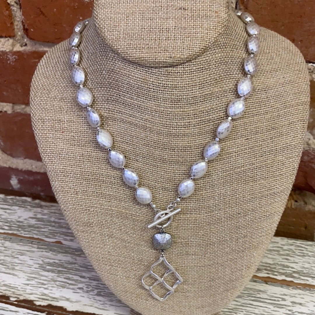 PINK PANACHE SILVER WAFFLE NECKLACE