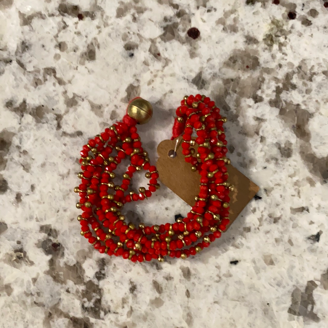 MAYA BEAD BRACELET/RED