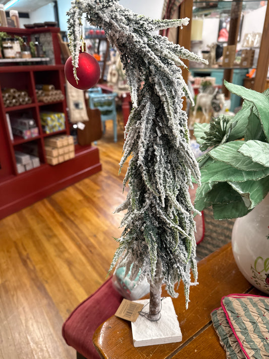 17 3/4" H FAUX EVERGREEN TREE W/RED BALL ORNAMENT