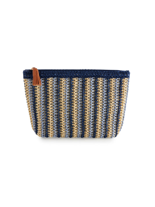 SHIRALEAH MAYA ZIP POUCH-BLUE