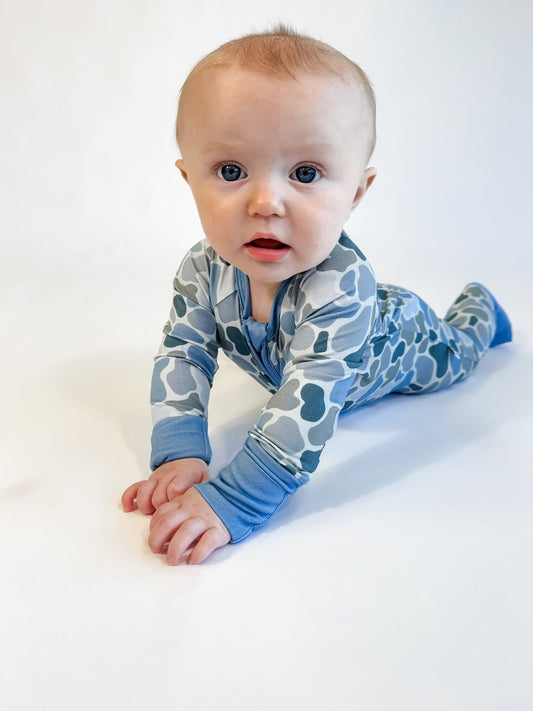 GOOSIES- LS/ ZIP PJ-WATERCOLOR CAMO 6-12