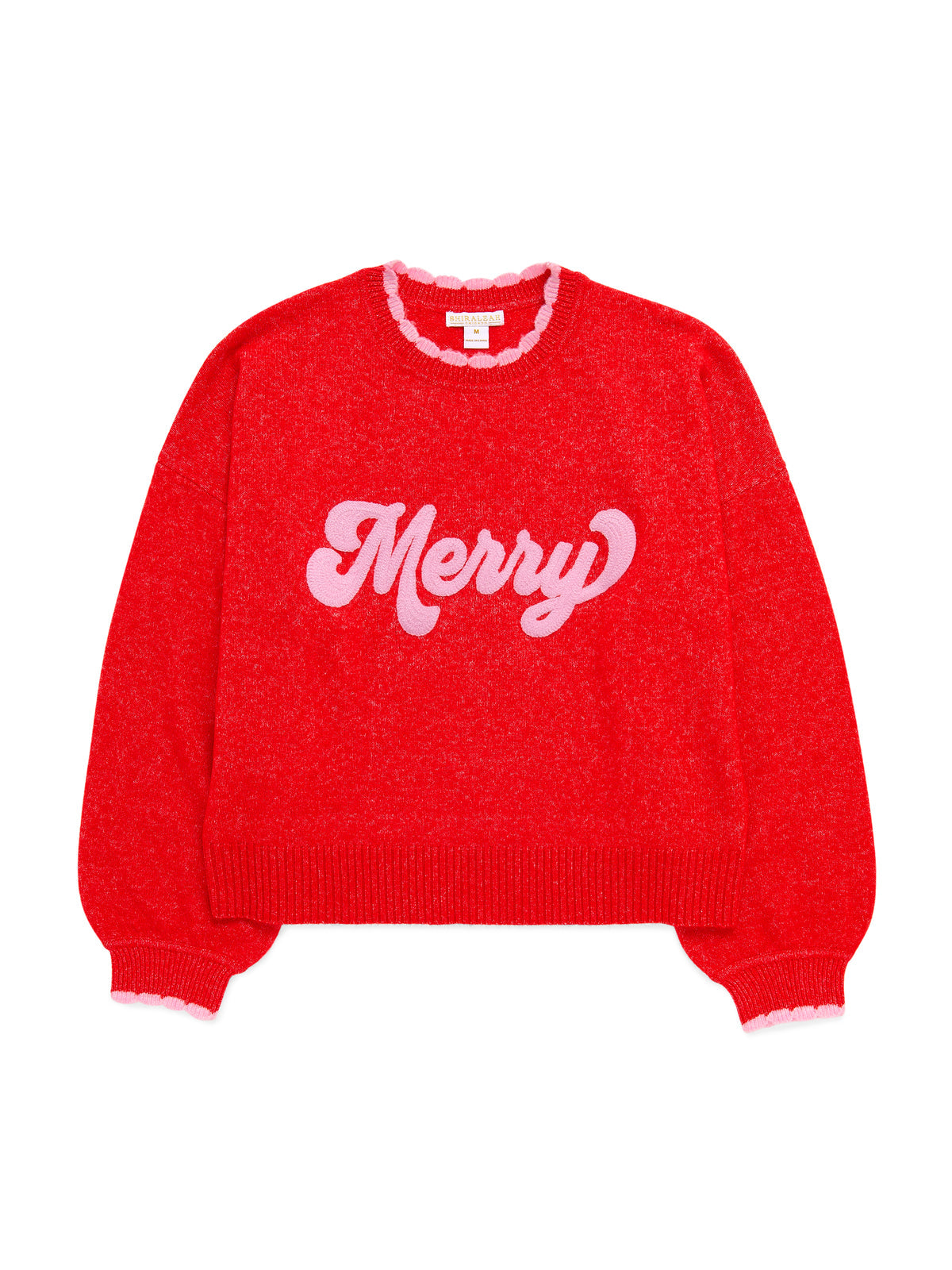 SHIRALEAH MERRY SCALLOP TRIM SWEATER