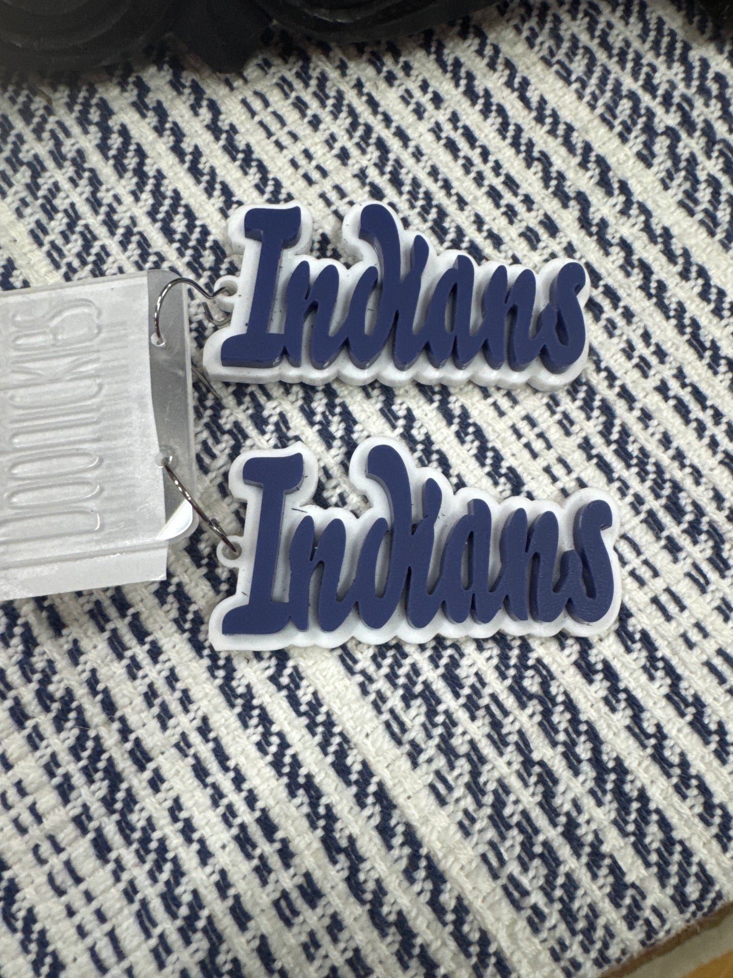 DOOHICKIES- LAYERED MASCOT EARRINGS- INDIANS NAVY