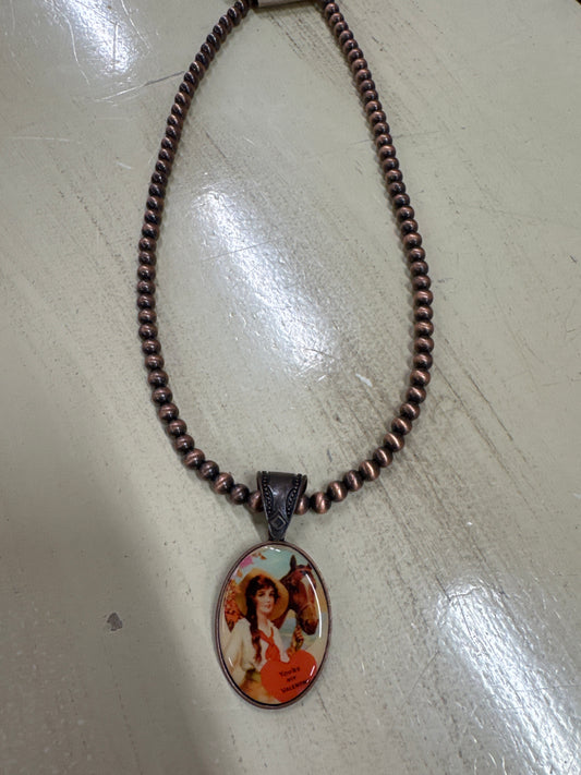 BRONZE NECKLACE W/CHARM-YOUR MY VALENTINE